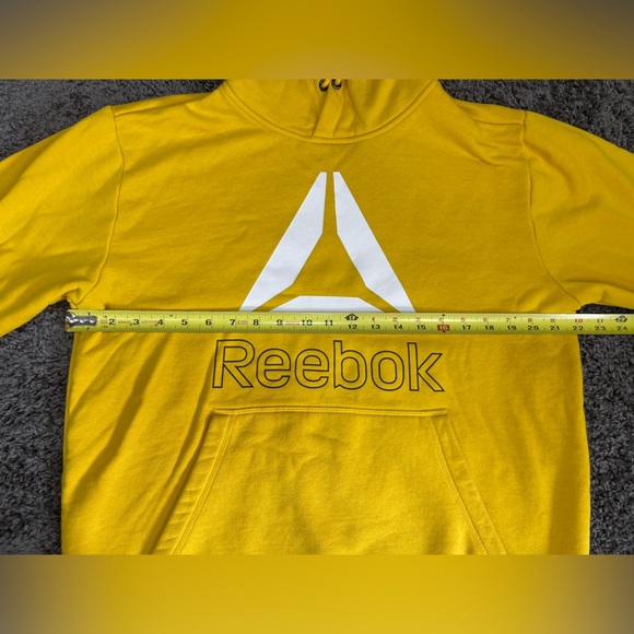 Reebok gold white kangaroo pocket hoodie long sleeve cotton sweatshirt size M - Picture 15 of 17